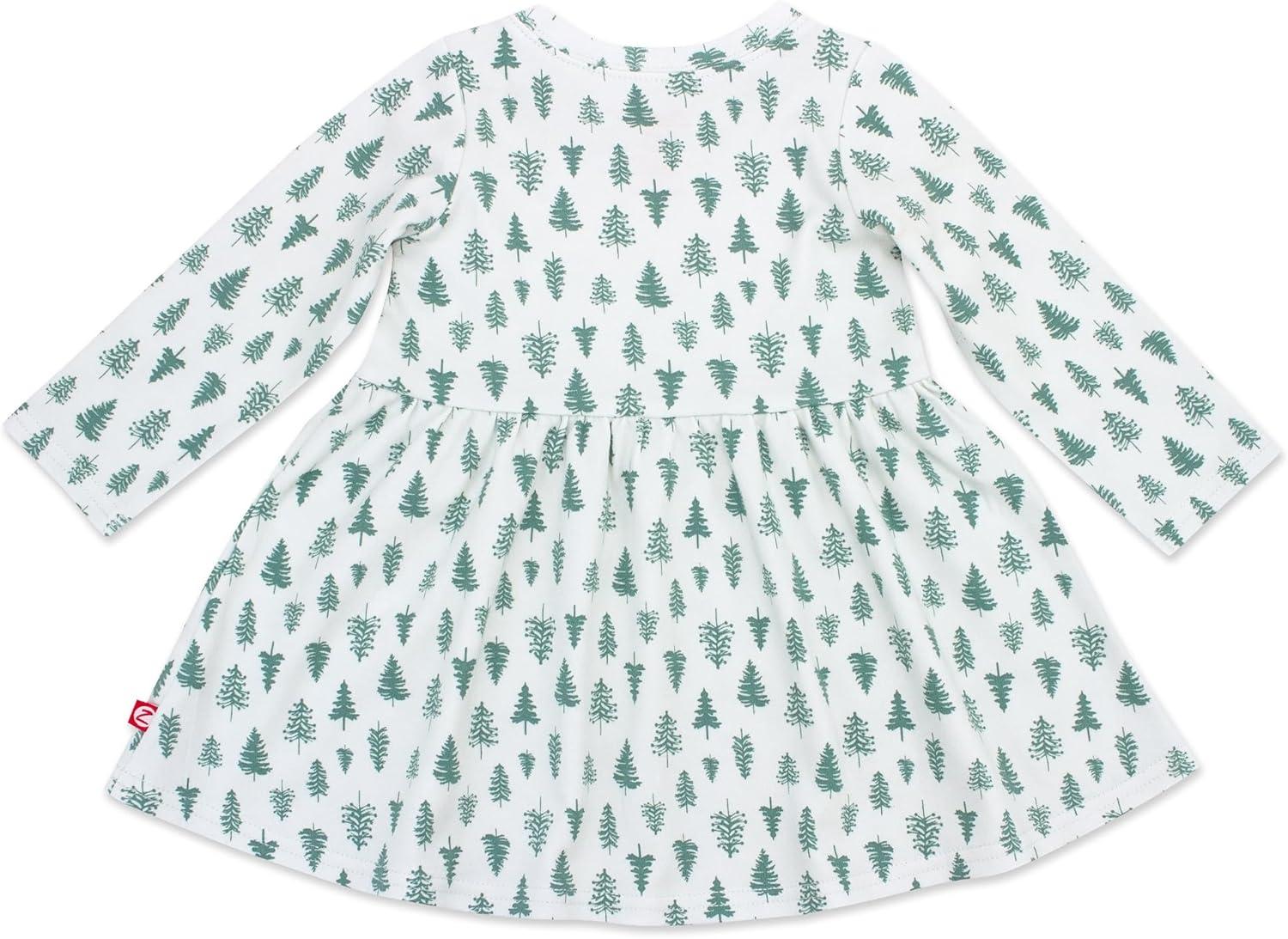 imageZutano Baby Girls Organic Cotton Long Sleeve DressPine Trees
