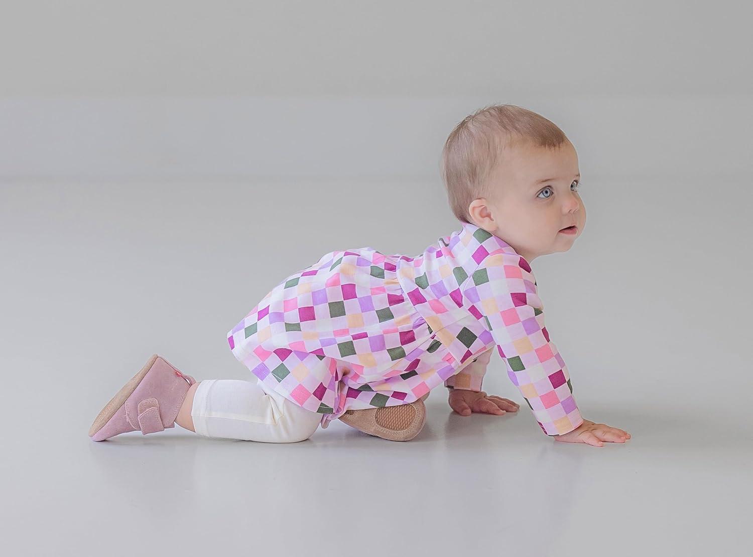 imageZutano Baby Girls Organic Cotton Long Sleeve DressPink Checker