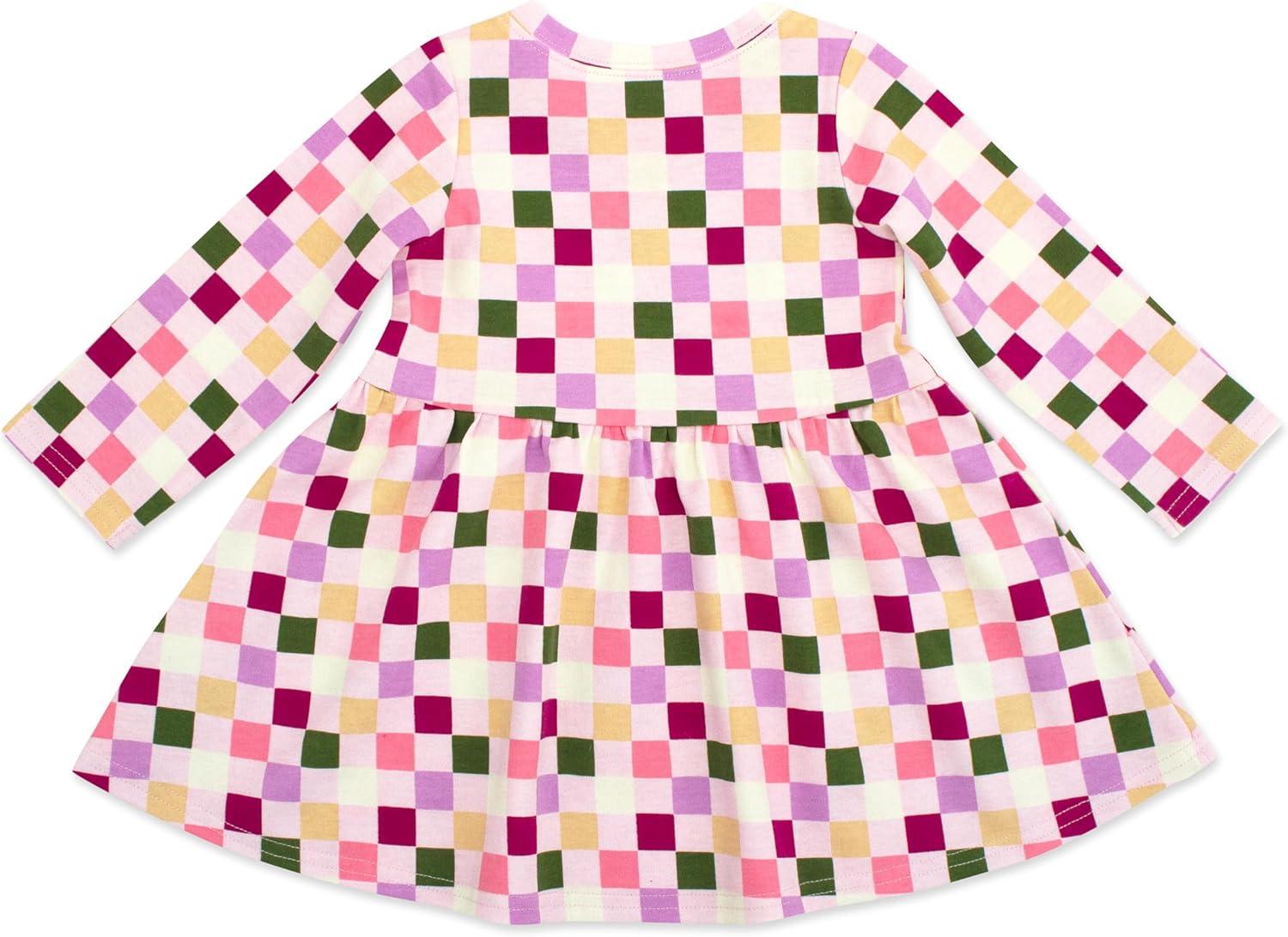 imageZutano Baby Girls Organic Cotton Long Sleeve DressPink Checker