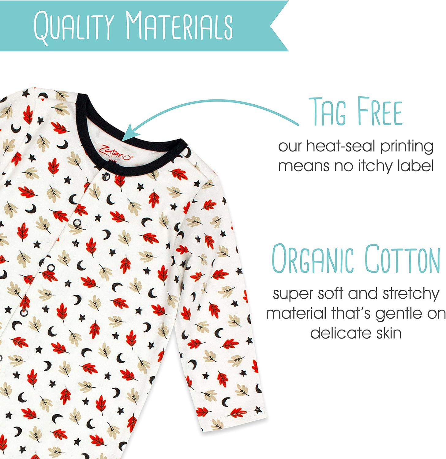 imageZutano Baby Organic Cotton Footie Pajamas SnapFront Infant PajamasLittle Leaf