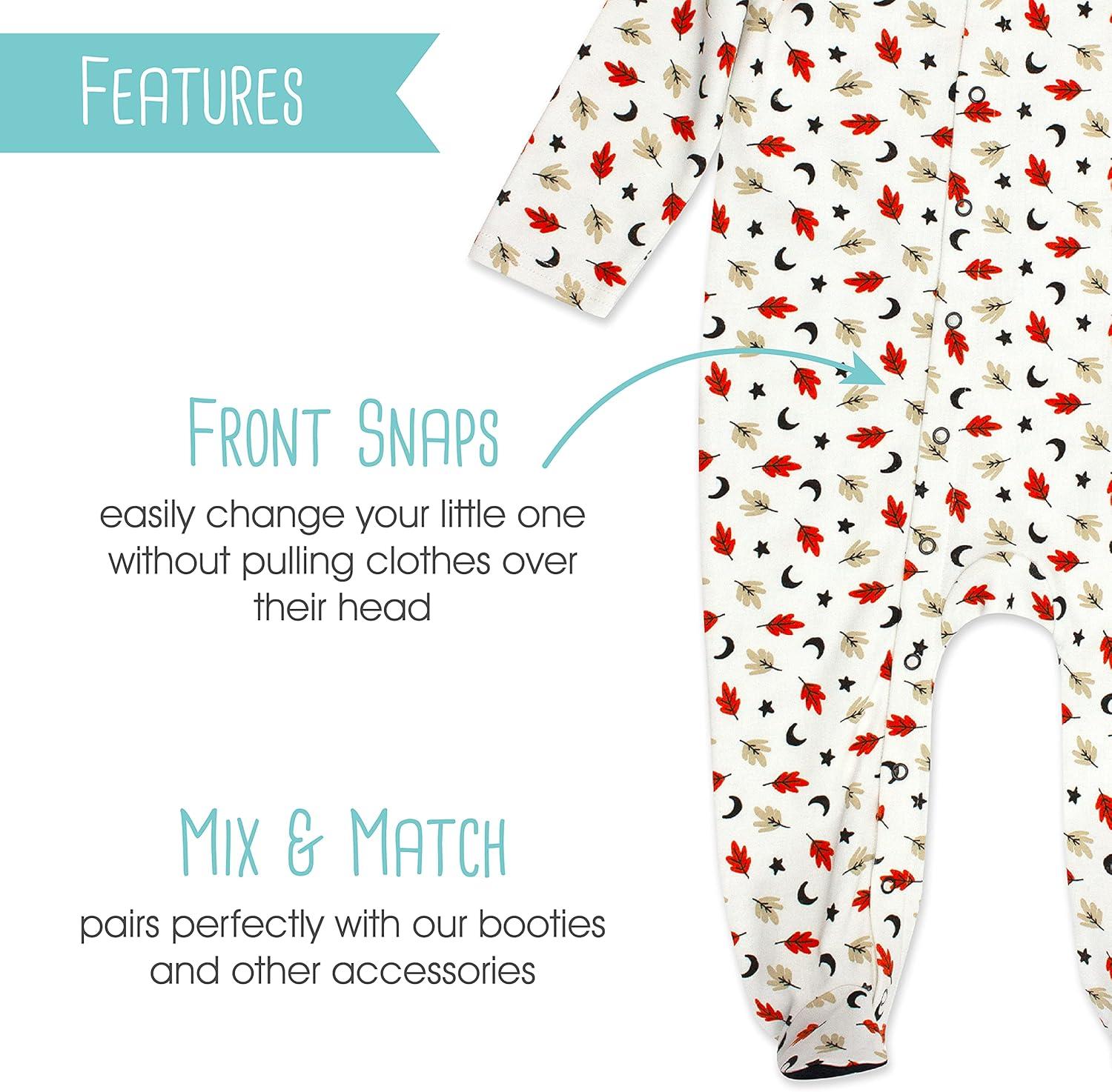 imageZutano Baby Organic Cotton Footie Pajamas SnapFront Infant PajamasLittle Leaf