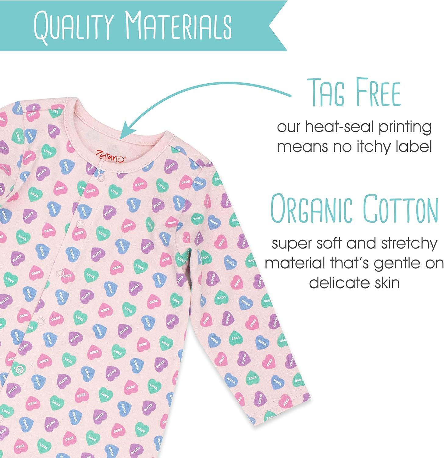 imageZutano Baby Organic Cotton Footie Pajamas SnapFront Infant PajamasSweetheart