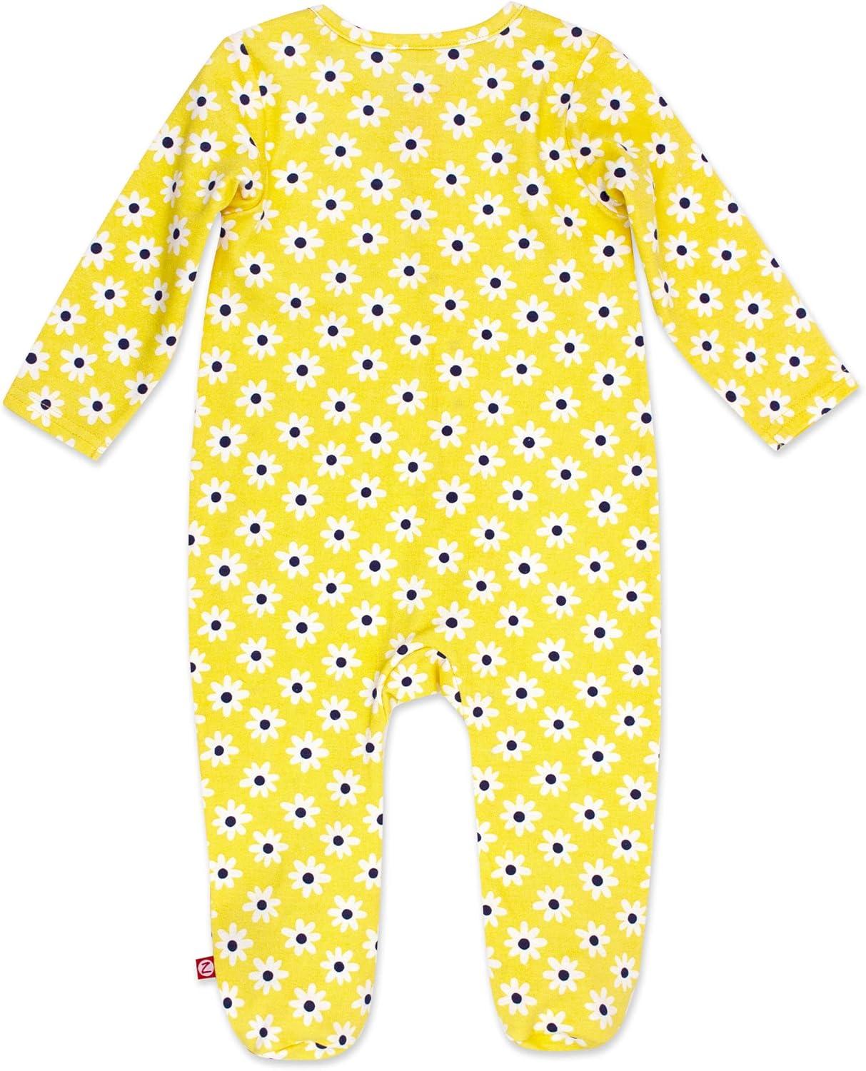 imageZutano Baby Organic Cotton Footie Pajamas SnapFront Infant PajamasYellow Daisy