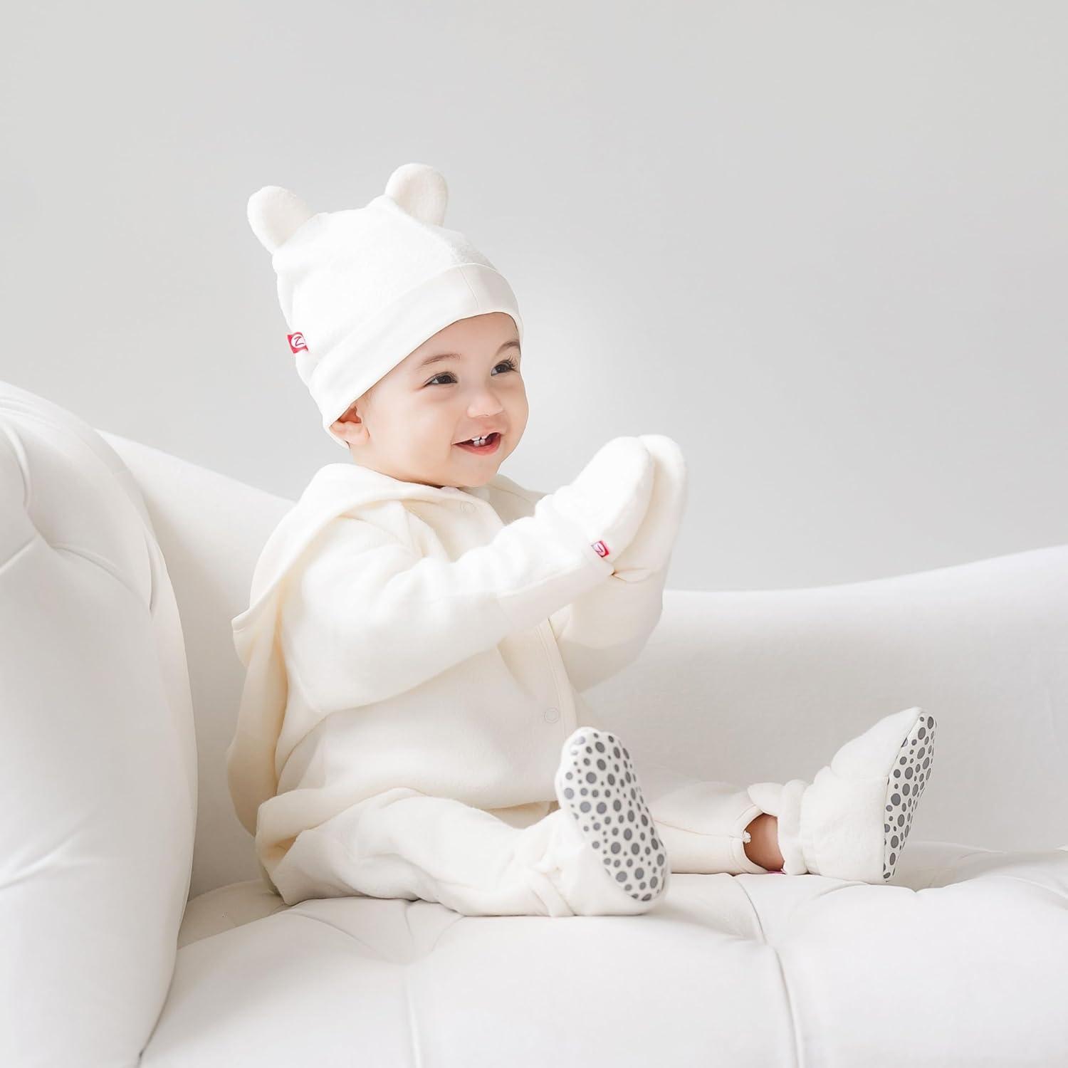 imageZutano Cozie Fleece Baby OnePiece Elf Romper with HoodCream