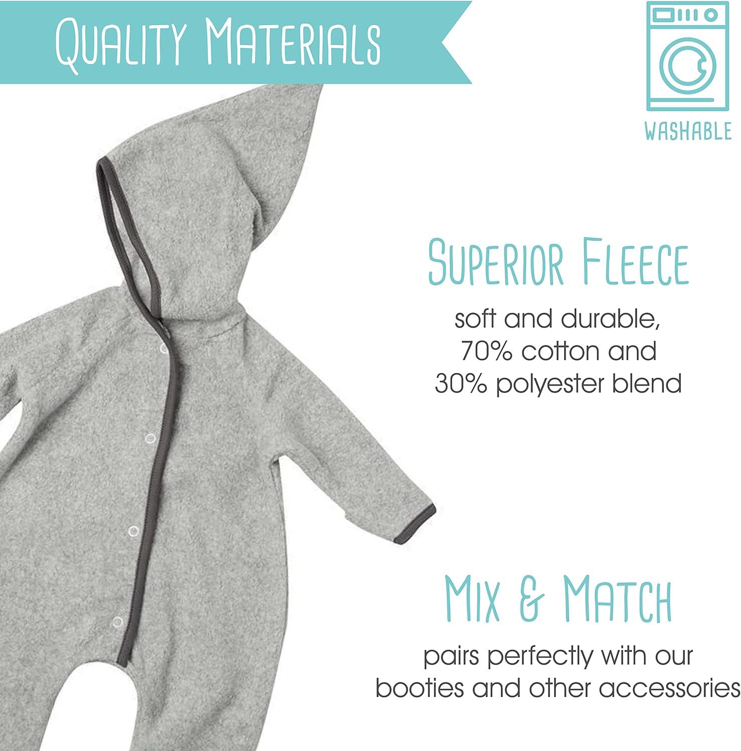 imageZutano Cozie Fleece Baby OnePiece Elf Romper with HoodHeather Gray