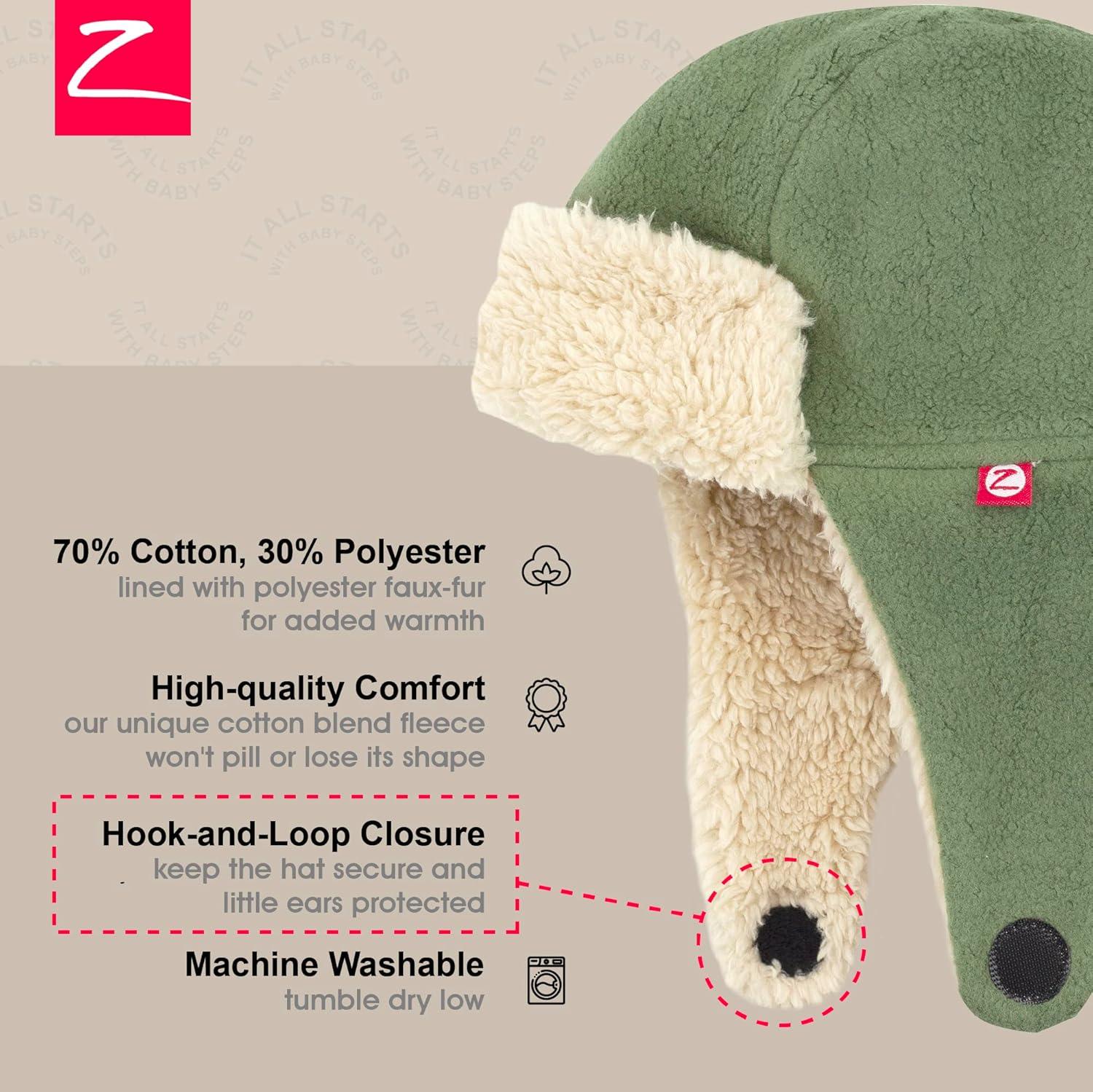 imageZutano Cozie Fleece Unisex Toddler and Baby Trapper Hat ColdWeather Hat for Little Boys and GirlsOlive