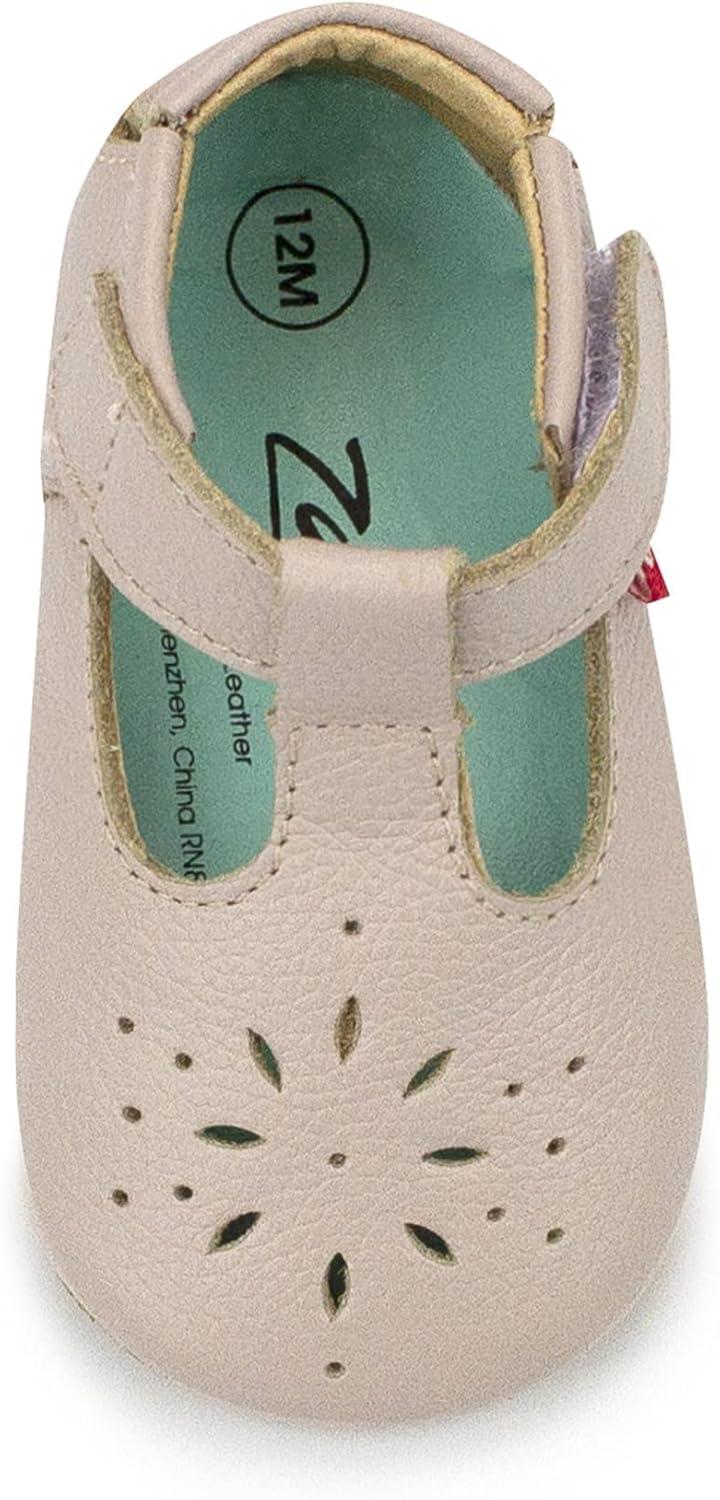 imageZutano Easy On Leather Mary Jane Baby Shoes AntiSlip and Soft SoleDove