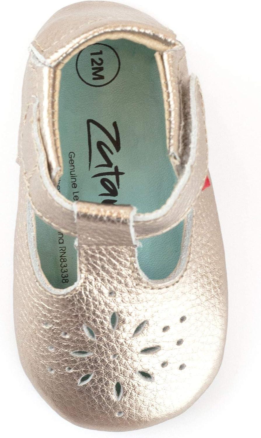 imageZutano Easy On Leather Mary Jane Baby Shoes AntiSlip and Soft SoleRose Gold