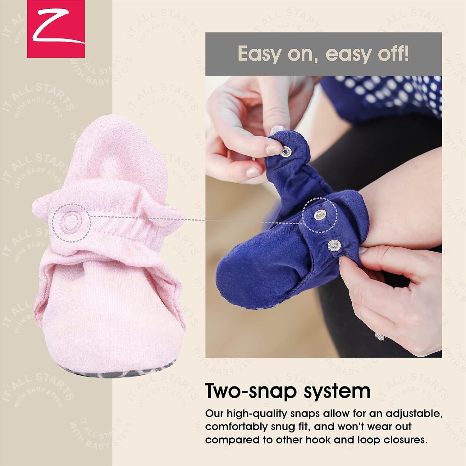 imageZutano Newborn Girl Gift Set 5 Pack Organic Burp Cloths and Cotton StayOn Baby Booties Bundle Baby Pink amp Hearts 6M