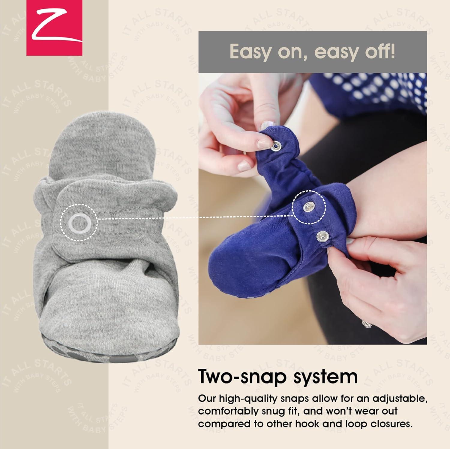 imageZutano Newborn Unisex Gift Set 5 Pack Organic Burp Cloths and Cotton StayOn Baby Booties Bundle Heather Gray amp Moons 6M