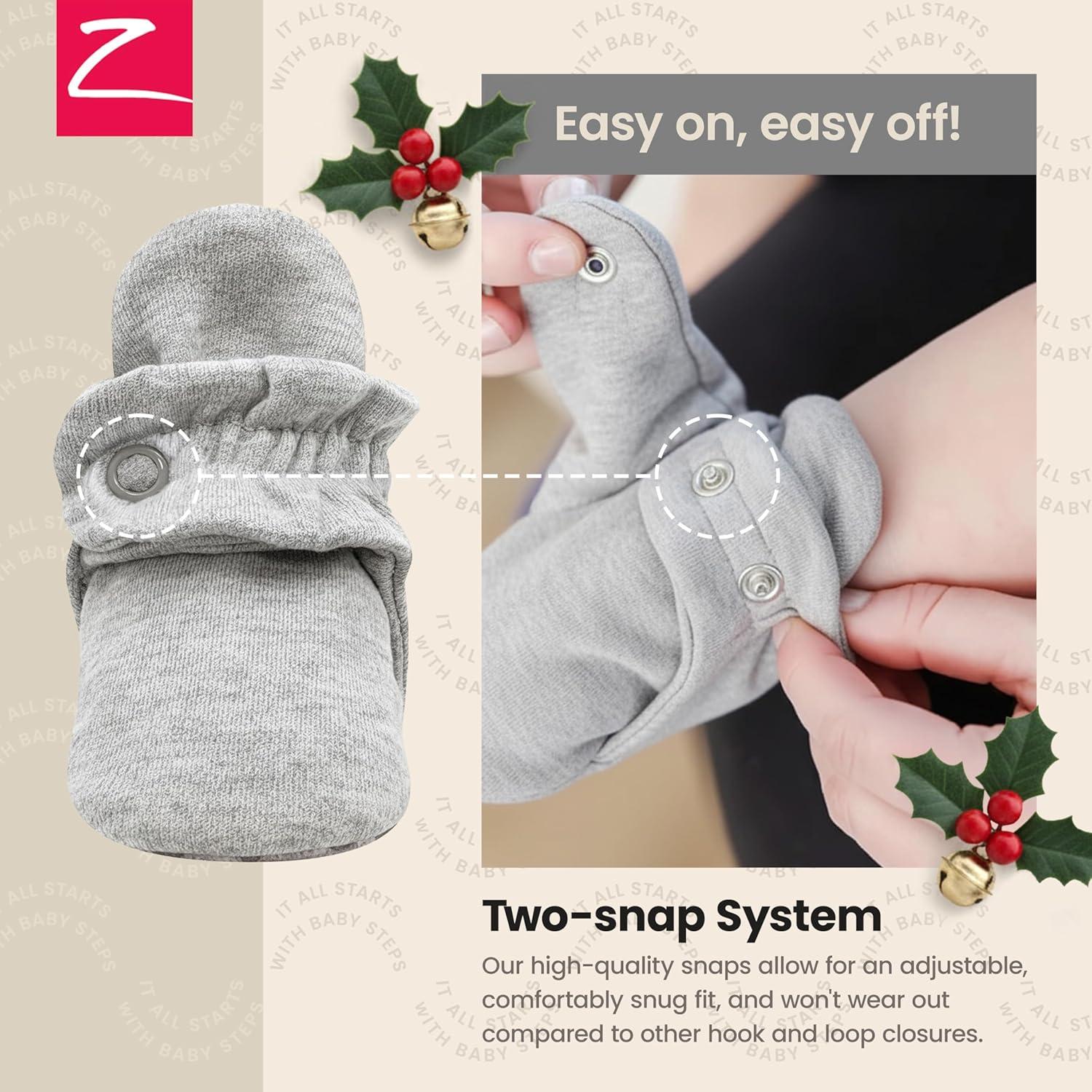 imageZutano Organic Baby Booties Newborn Infant Lost Baby Socks Solution Unisex Girl Boy 03 36 612 1218 1824 MonthsGray Heather