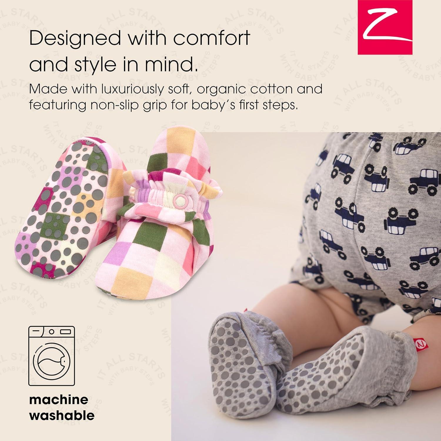 imageZutano Organic Baby Booties Newborn Infant Lost Baby Socks Solution Unisex Girl Boy 03 36 612 1218 1824 MonthsPink Checker