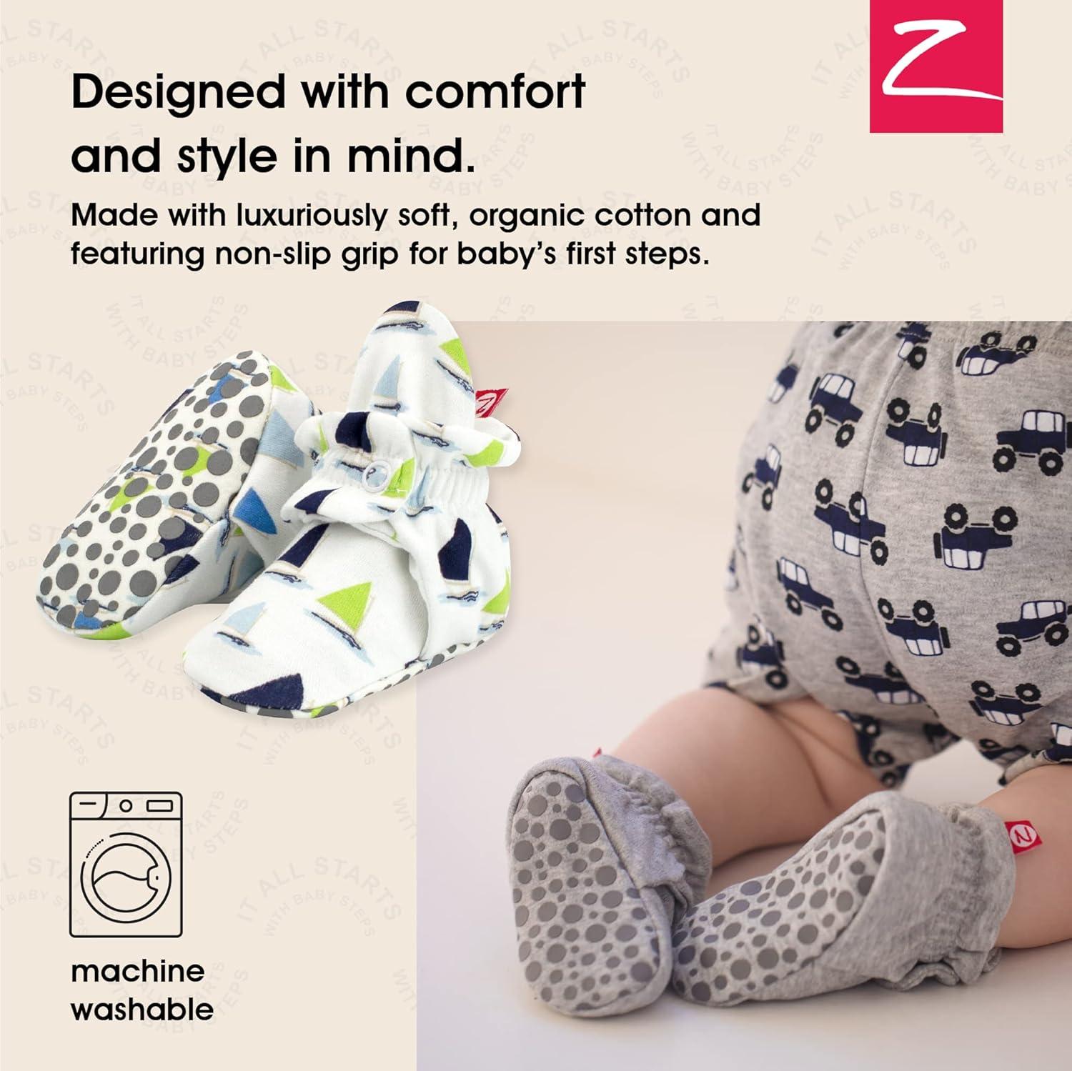 imageZutano Organic Baby Booties Newborn Infant Lost Baby Socks Solution Unisex Girl Boy 03 36 612 1218 1824 MonthsSailing