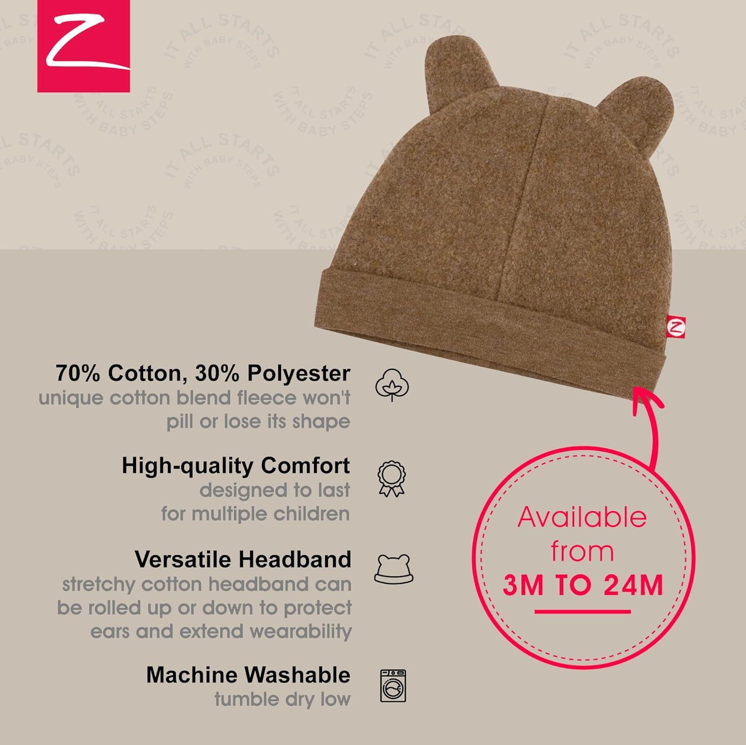 imageZutano Unisex Baby Fleece Hat Winter Baby Hat for Boys and Girls ColdWeather Baby Gear Infant CapMocha Heather