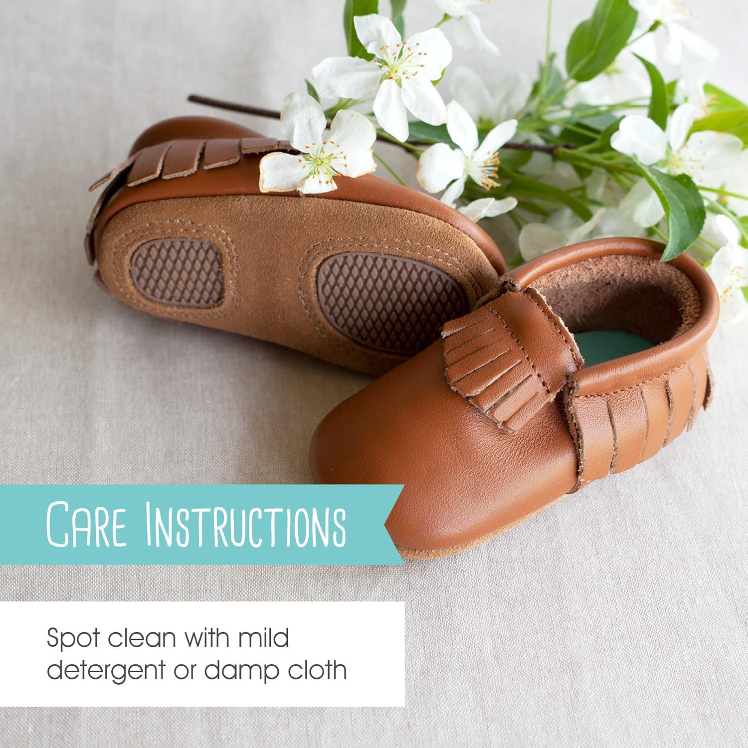 imageZutano Unisex Baby Leather Moccasins Slip Resistant SoftSole Stay On Baby ShoesBlack Fringe