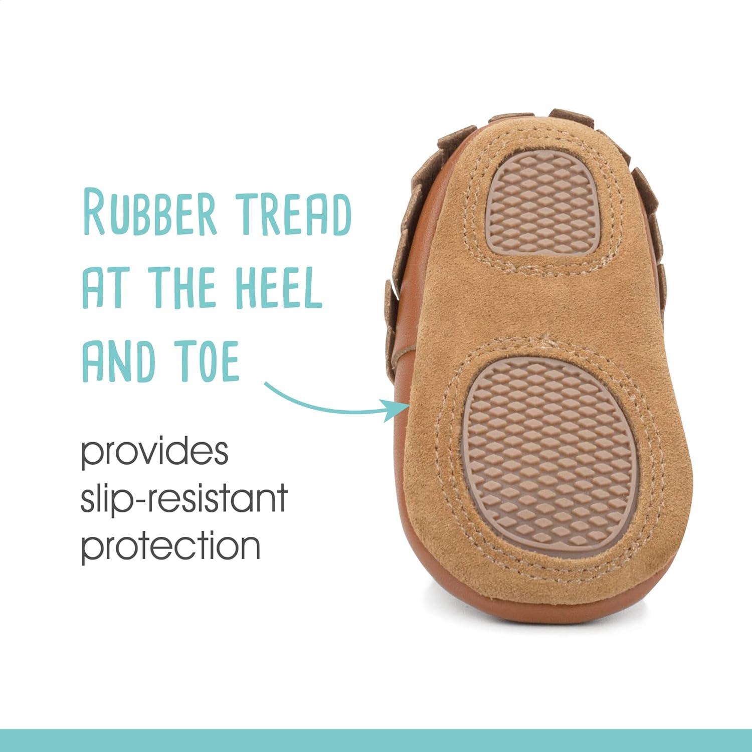 imageZutano Unisex Baby Leather Moccasins Slip Resistant SoftSole Stay On Baby ShoesChestnut Fringe