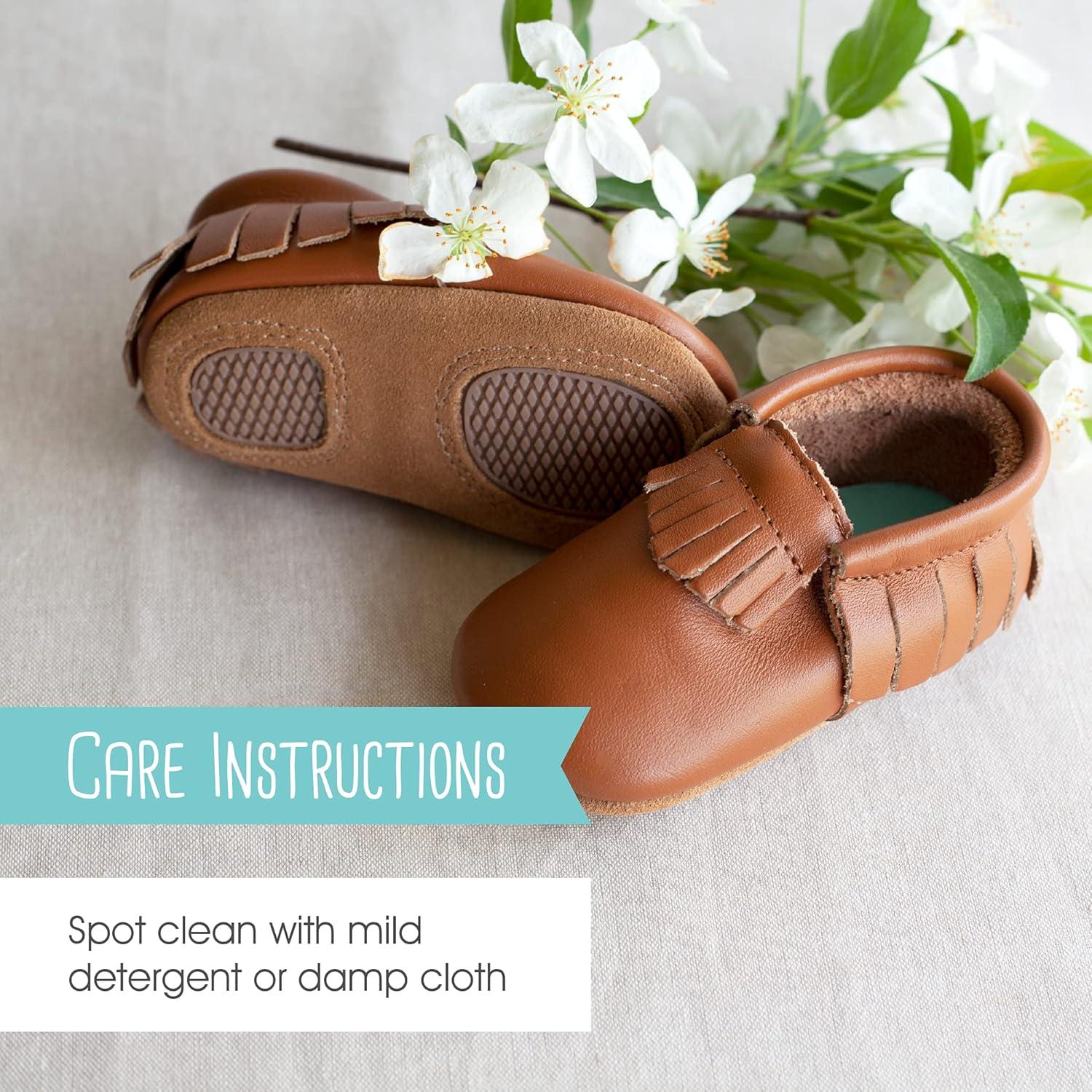 imageZutano Unisex Baby Leather Moccasins Slip Resistant SoftSole Stay On Baby ShoesPearl Fringe