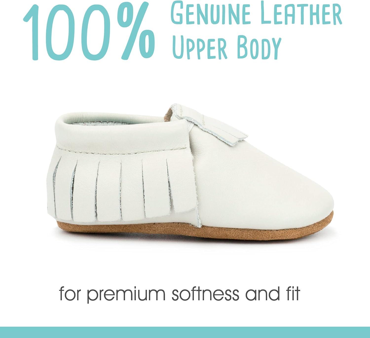imageZutano Unisex Baby Leather Moccasins Slip Resistant SoftSole Stay On Baby ShoesPearl Fringe