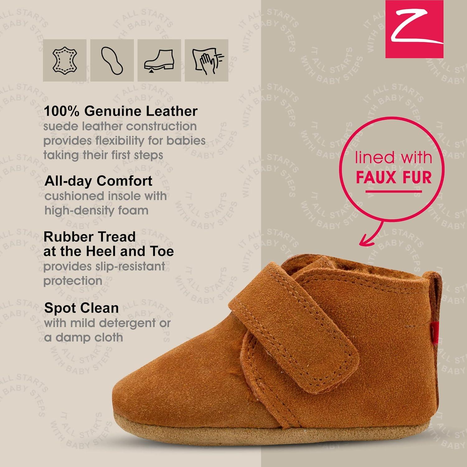 imageZutano Unisex Baby Leather Shoes FauxFurLined Booties Winter Boots for BabiesPecan