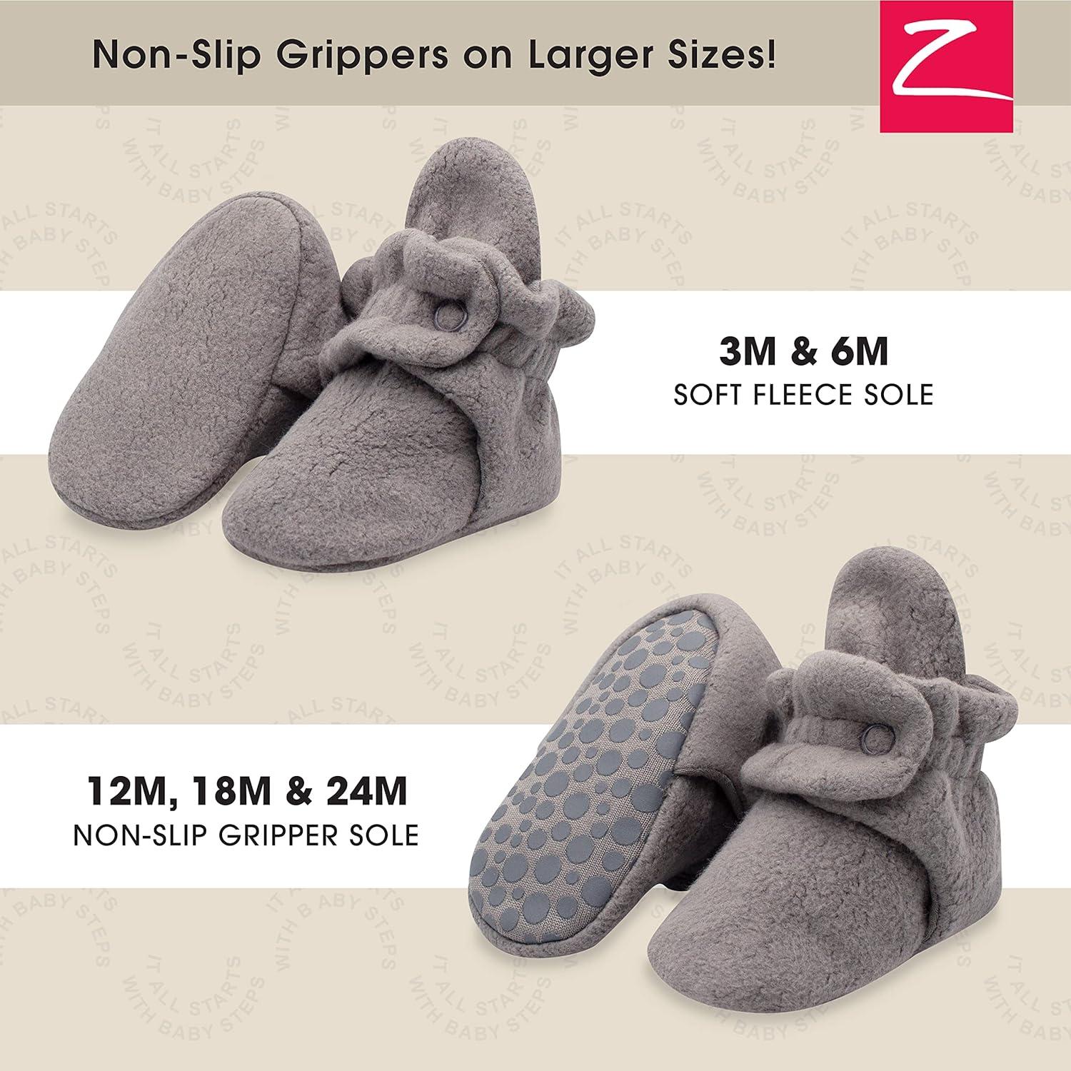 imageZutano Unisex Fleece Baby Booties Two Snap Closure Newborn to 24 MonthsGrey