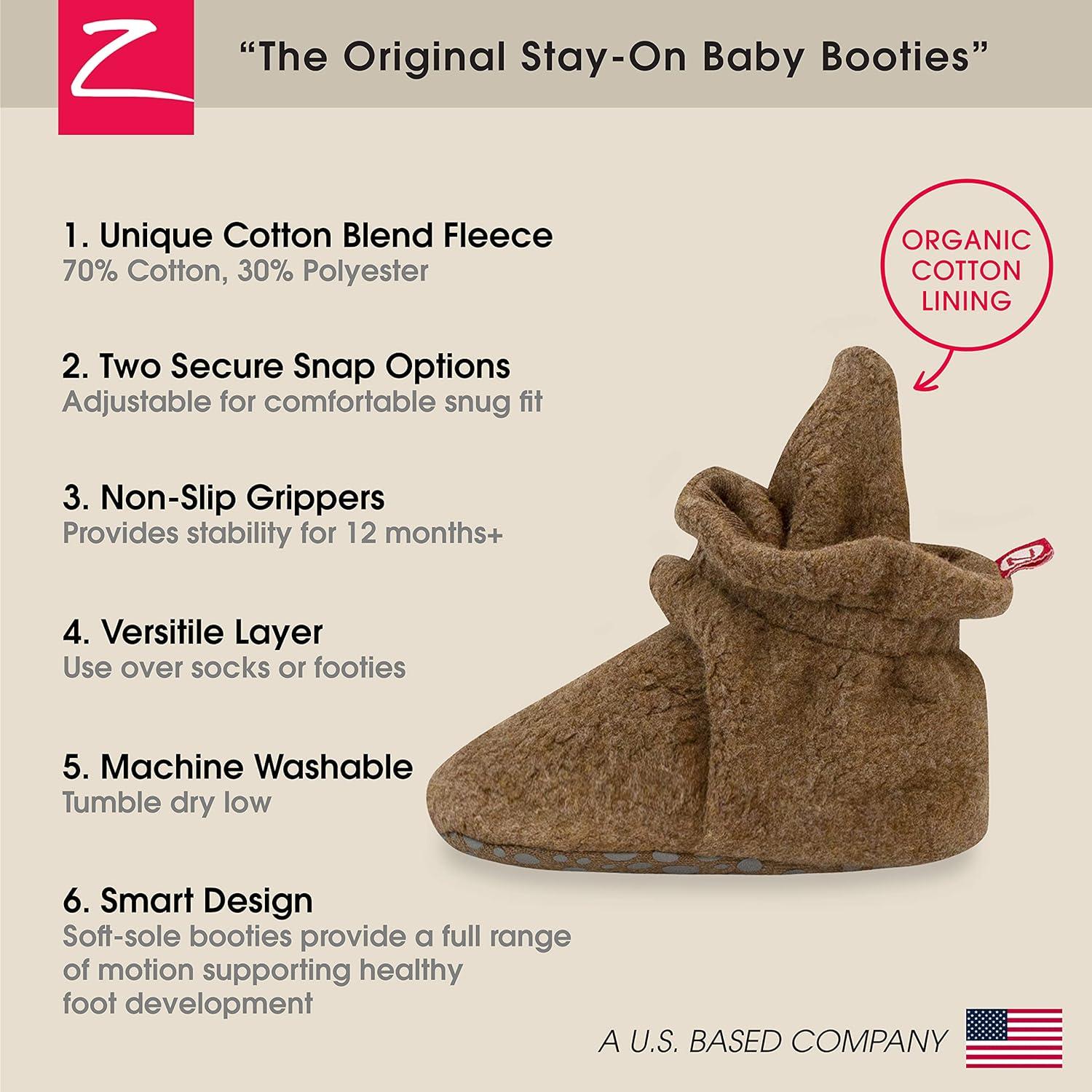 imageZutano Unisex Fleece Baby Booties Two Snap Closure Newborn to 24 MonthsHeather Mocha