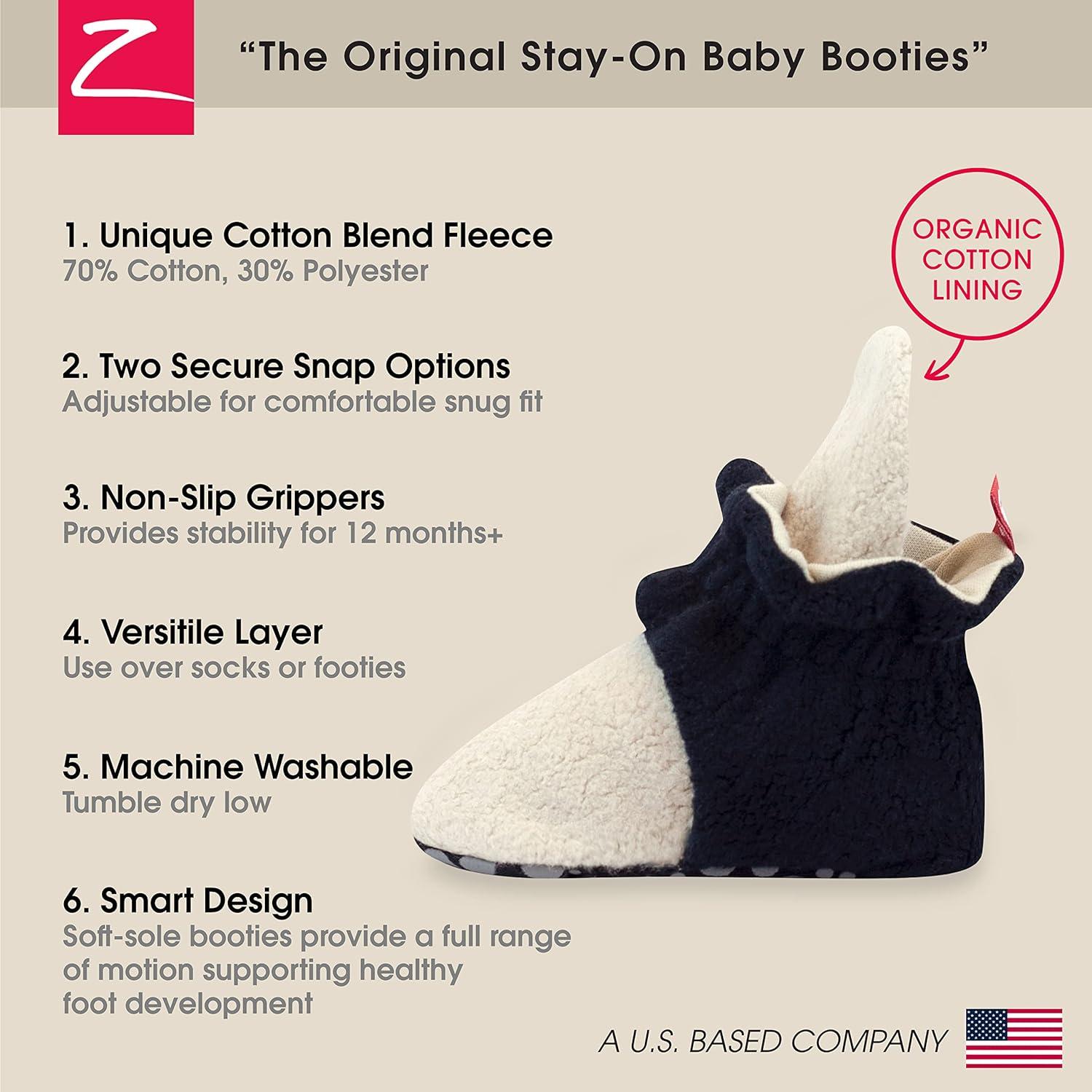 imageZutano Unisex Fleece Baby Booties Two Snap Closure Newborn to 24 MonthsKhakiBlack