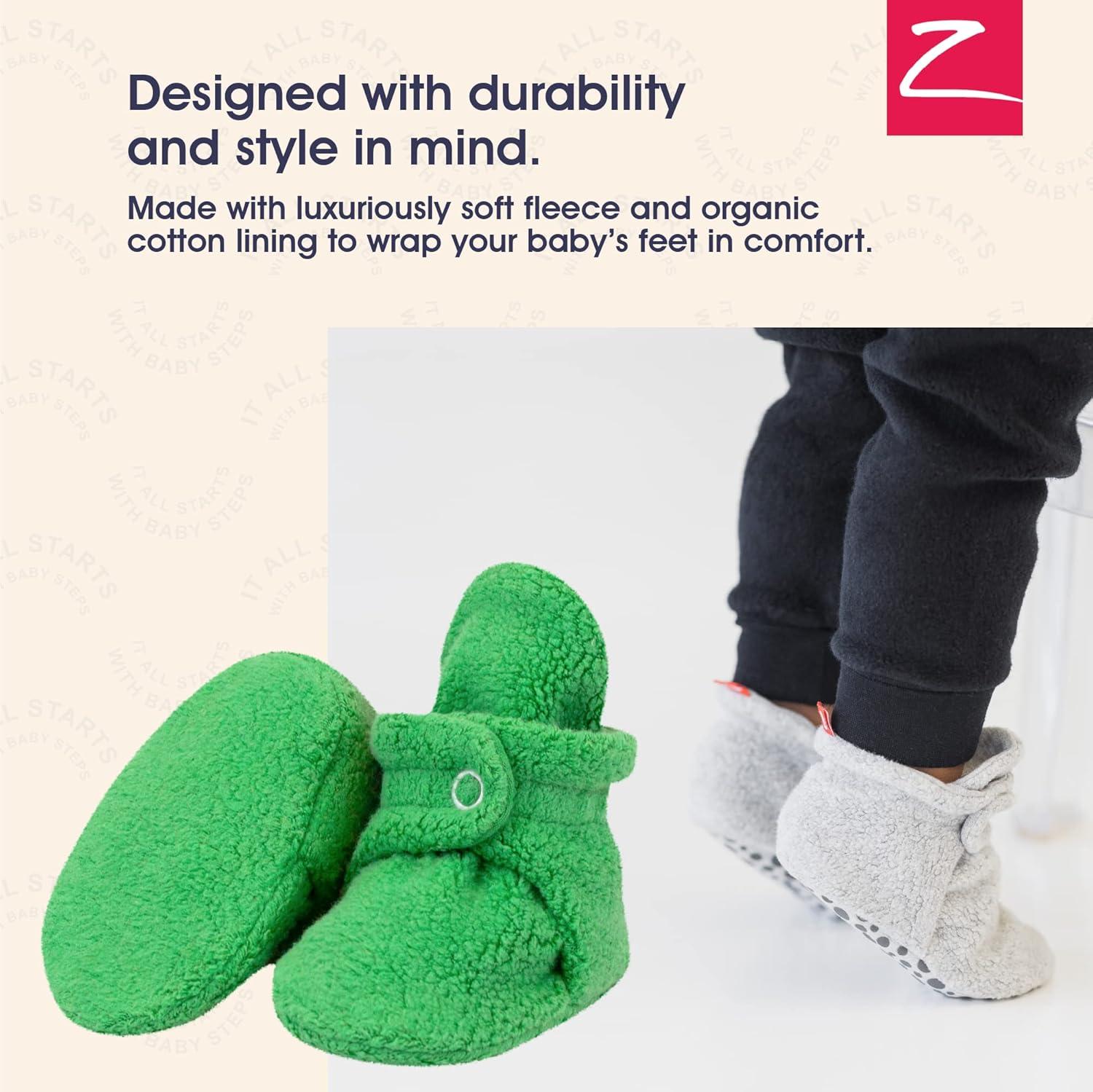 imageZutano Unisex Fleece Baby Booties with Organic Cotton Lining Newborn EssentialsApple