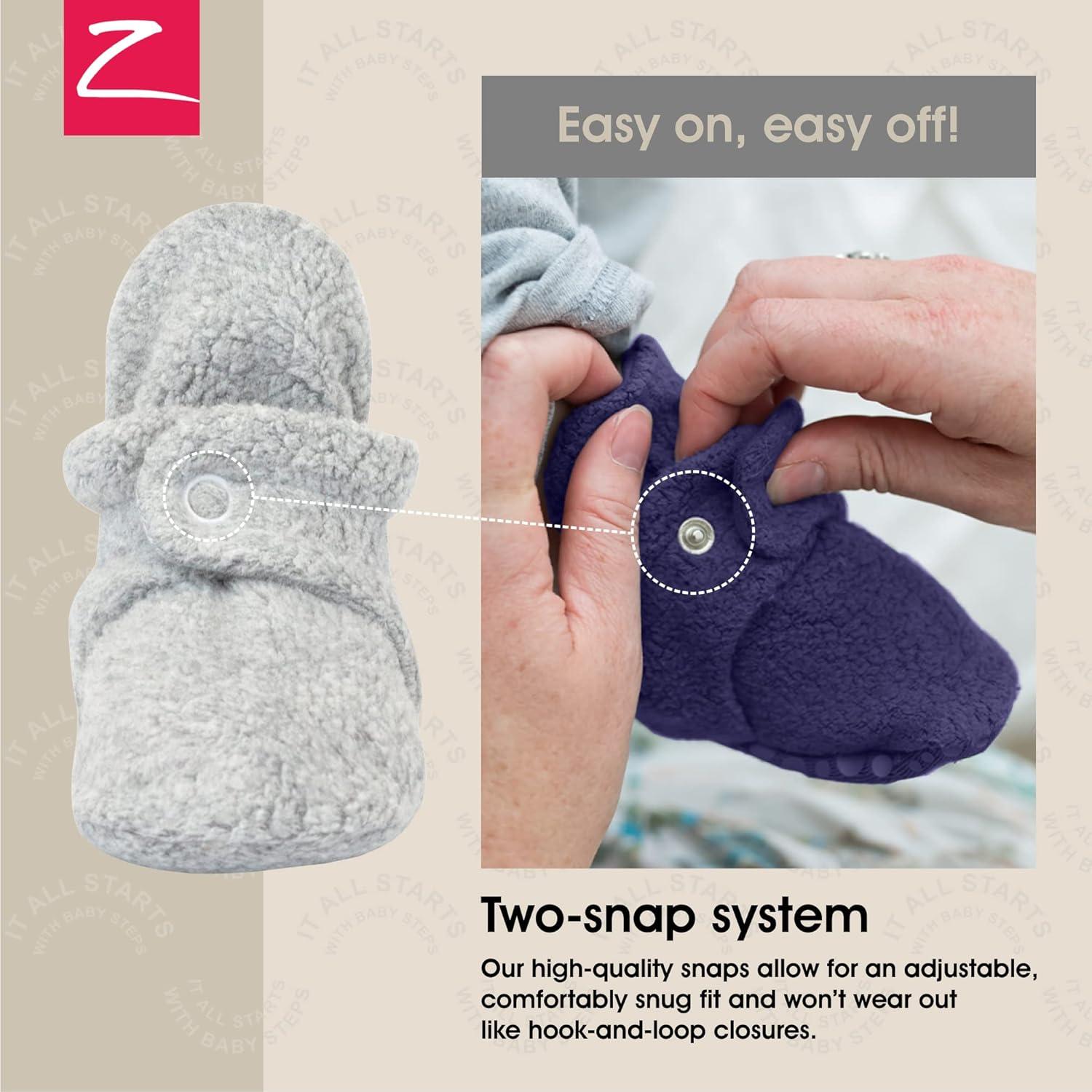 imageZutano Unisex Fleece Baby Booties with Organic Cotton Lining Newborn EssentialsGrayBlackHeather Gray