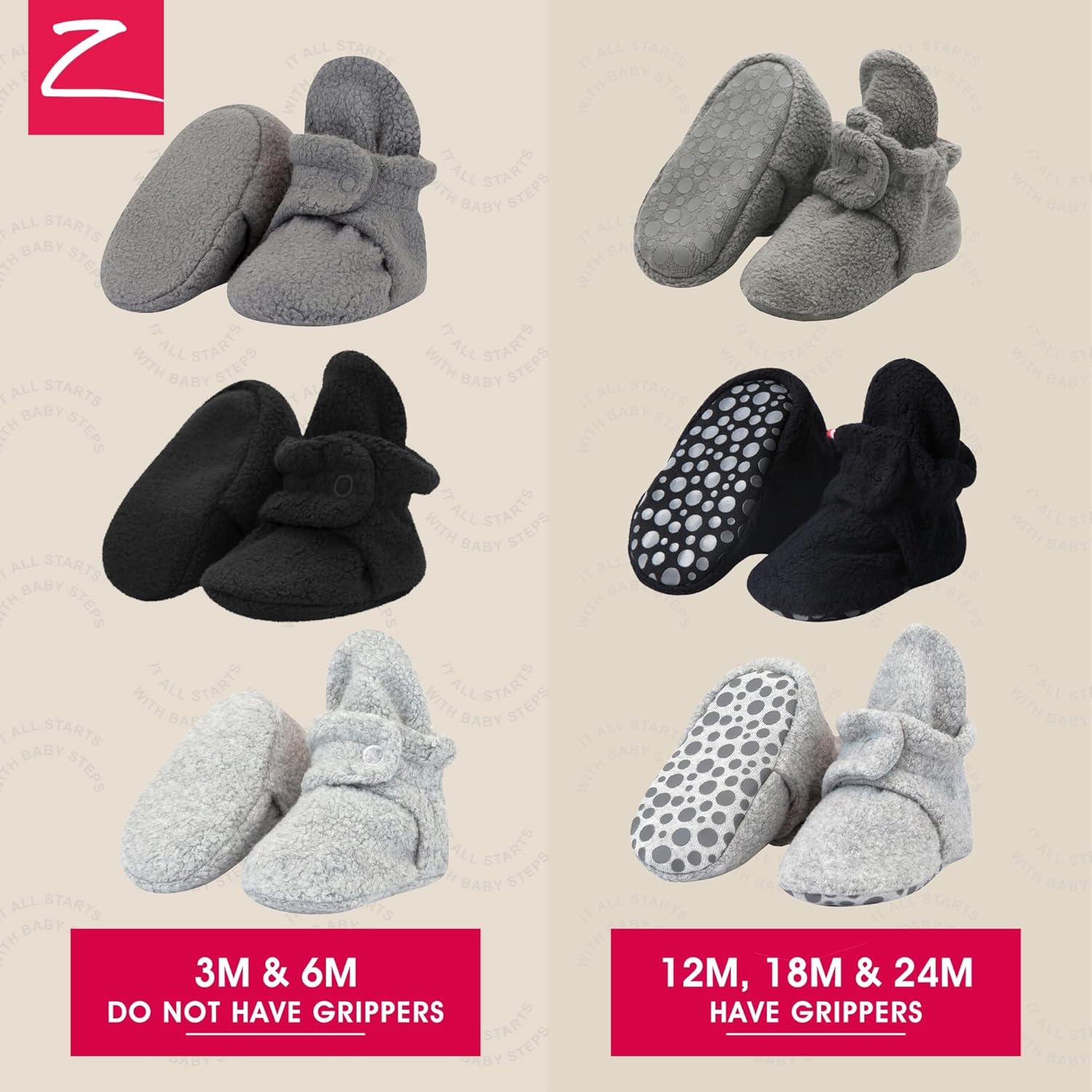 imageZutano Unisex Fleece Baby Booties with Organic Cotton Lining Newborn EssentialsGrayBlackHeather Gray
