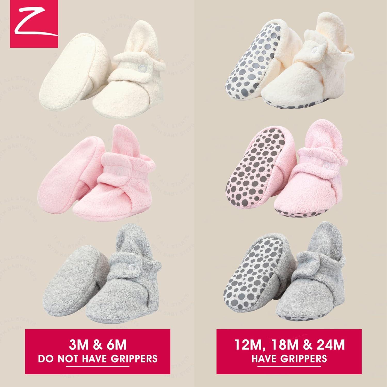 imageZutano Unisex Fleece Baby Booties with Organic Cotton Lining Newborn EssentialsHeather GrayBaby PinkCream