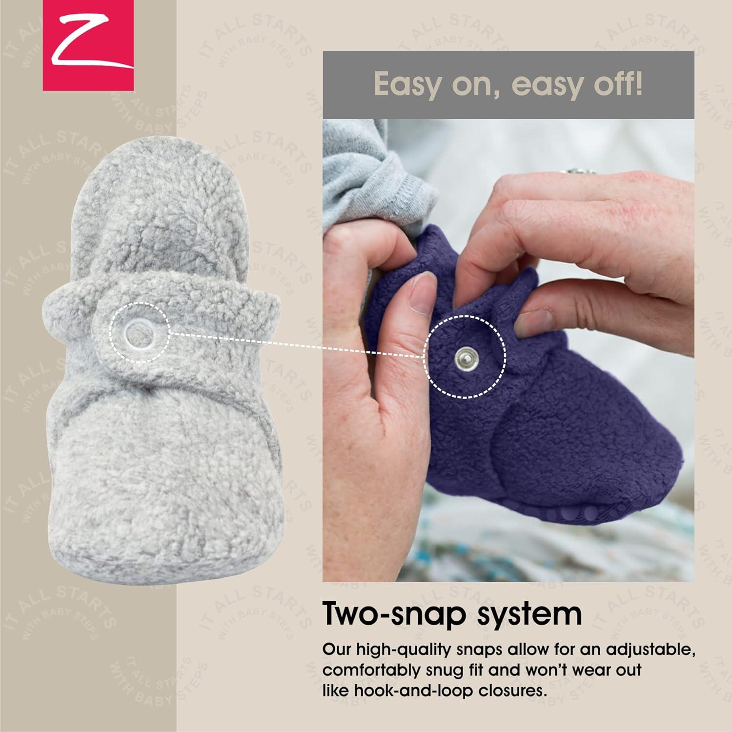 imageZutano Unisex Fleece Baby Booties with Organic Cotton Lining Newborn EssentialsHeather GrayBaby PinkCream