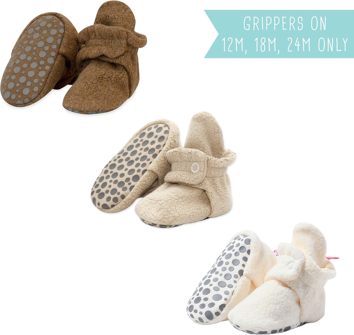 imageZutano Unisex Fleece Baby Booties with Organic Cotton Lining Newborn EssentialsMocha HeatherKhakiCream