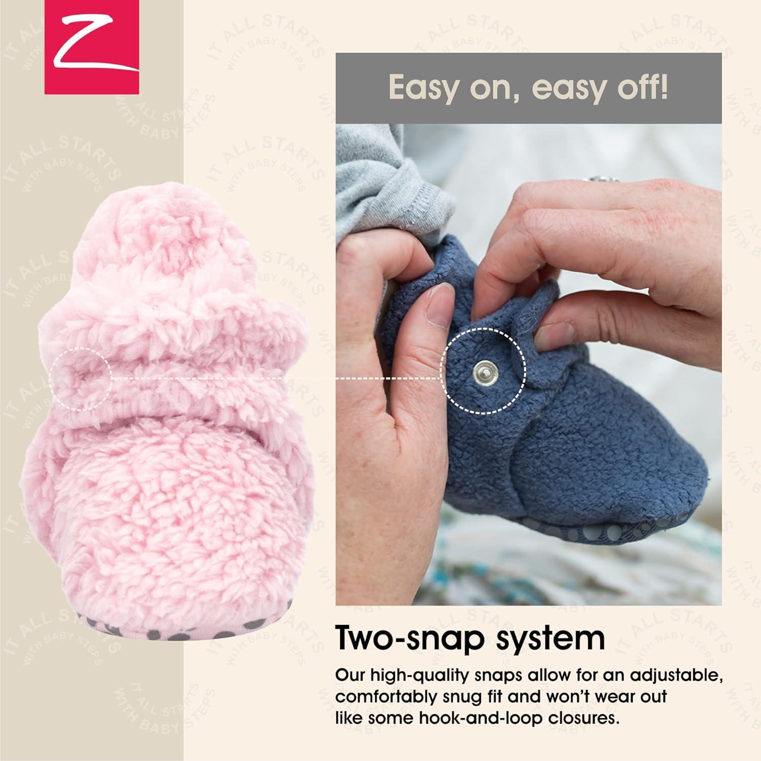 imageZutano Unisex Furry Baby Booties with Grippers Organic Cotton Lining Baby Registry Must HavesBaby Pink Furry
