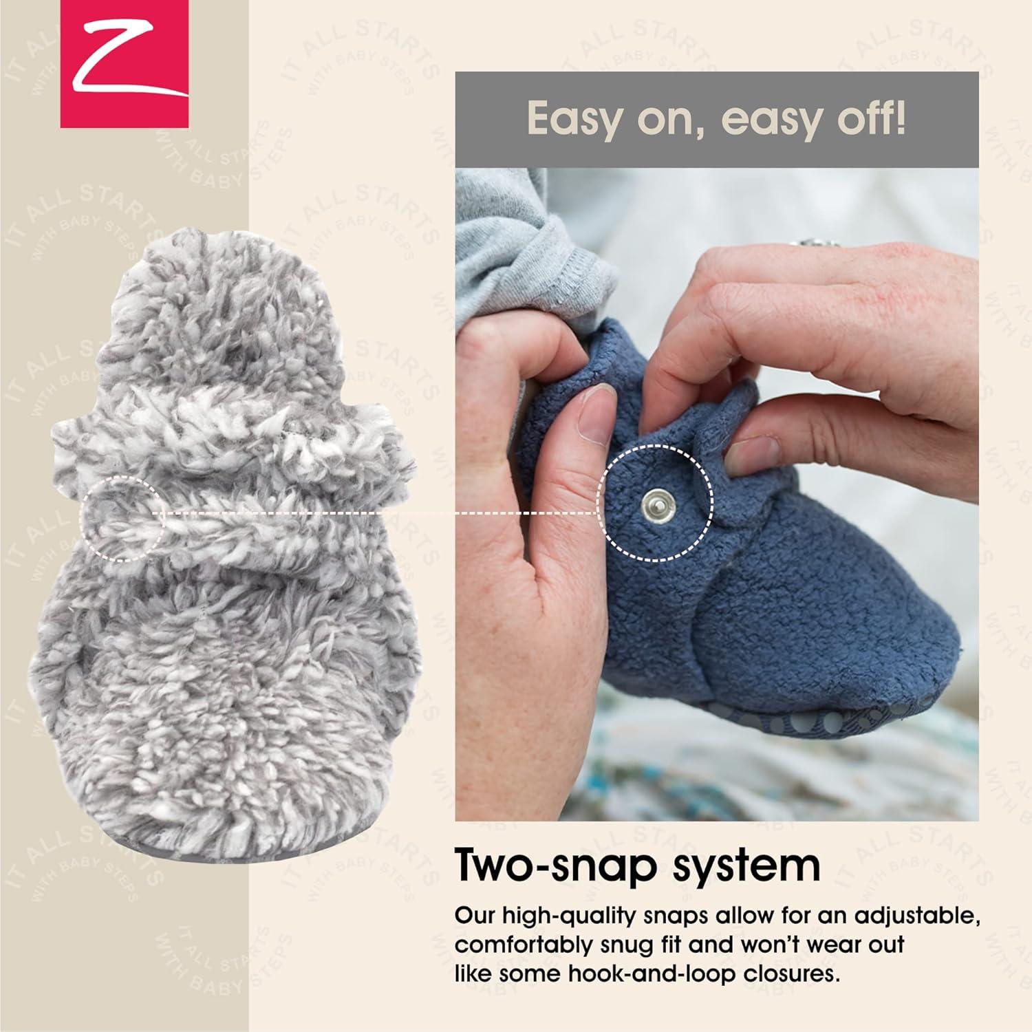 imageZutano Unisex Furry Baby Booties with Grippers Organic Cotton Lining Baby Registry Must HavesHeather Gray Furry