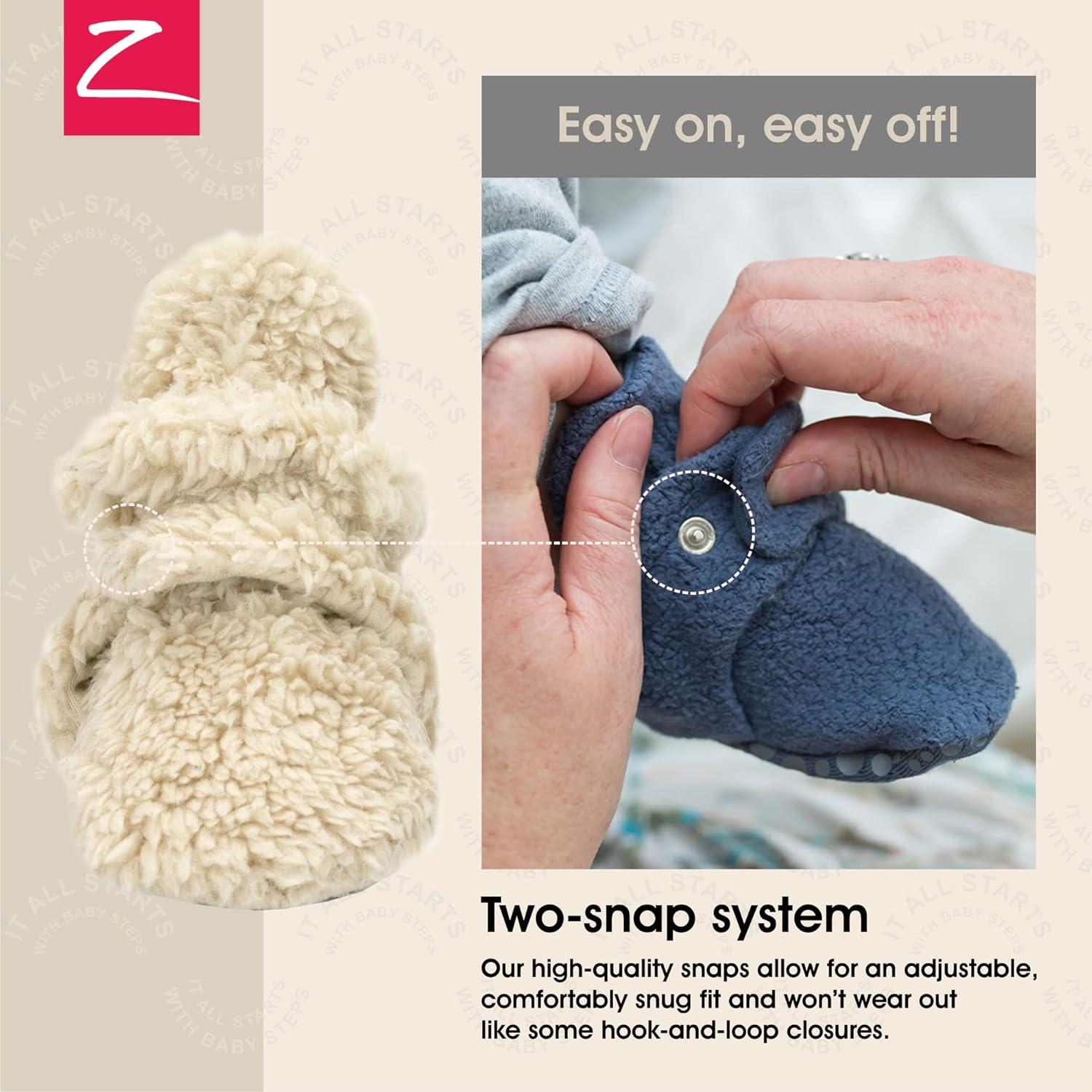 imageZutano Unisex Furry Baby Booties with Grippers Organic Cotton Lining Baby Registry Must HavesOat Furry