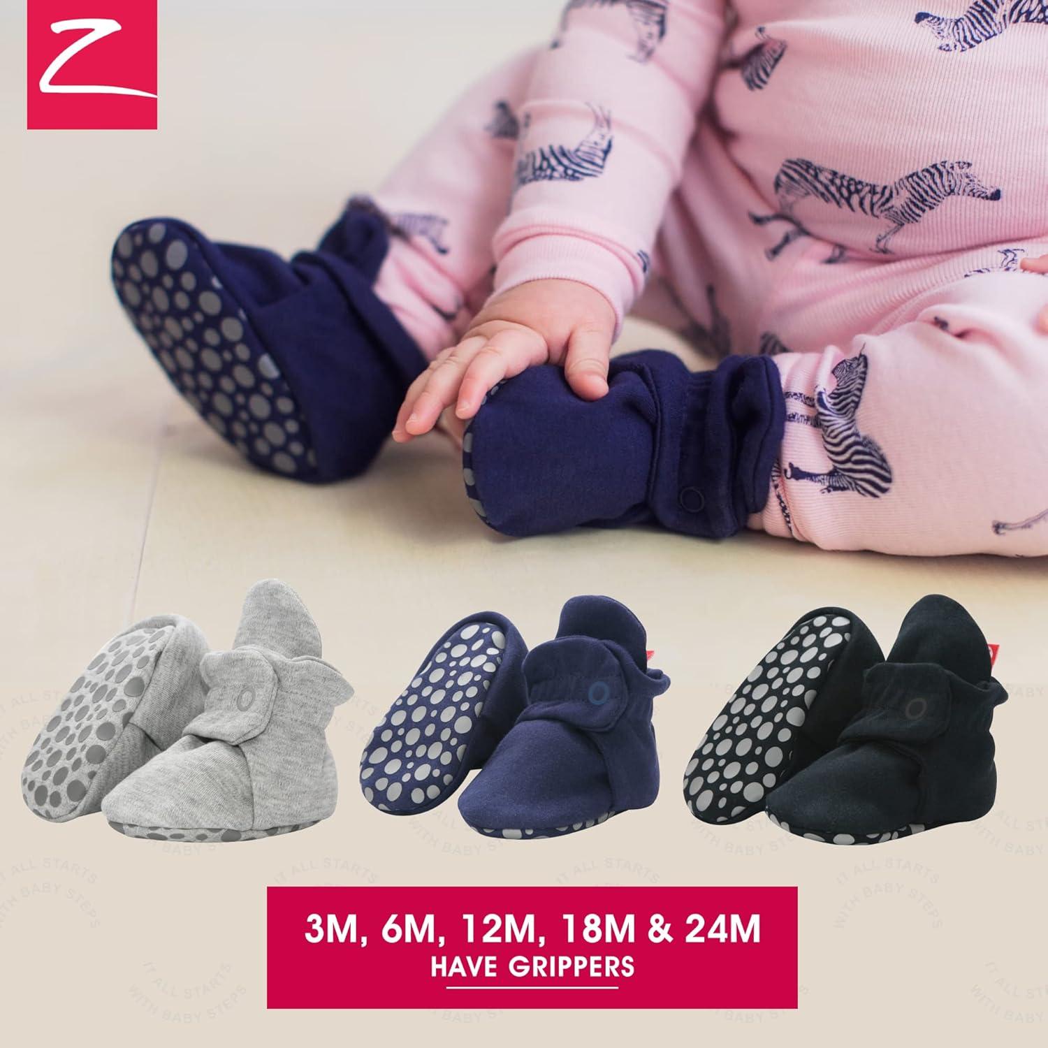 imageZutano babyboys Unisex Cotton Baby Booties With Gripper Soles Soft Sole Stayon Baby Shoes