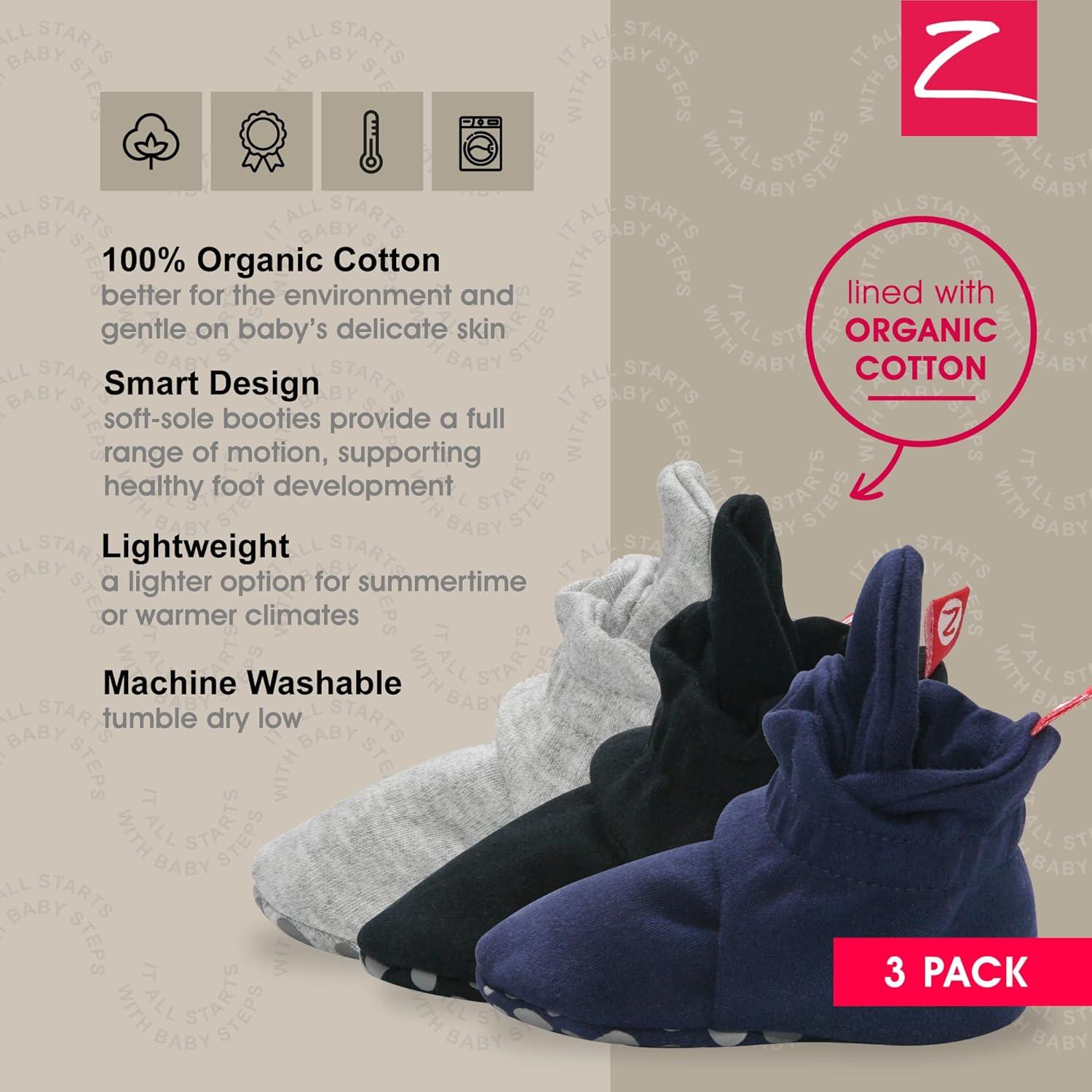 imageZutano babyboys Unisex Cotton Baby Booties With Gripper Soles Soft Sole Stayon Baby Shoes