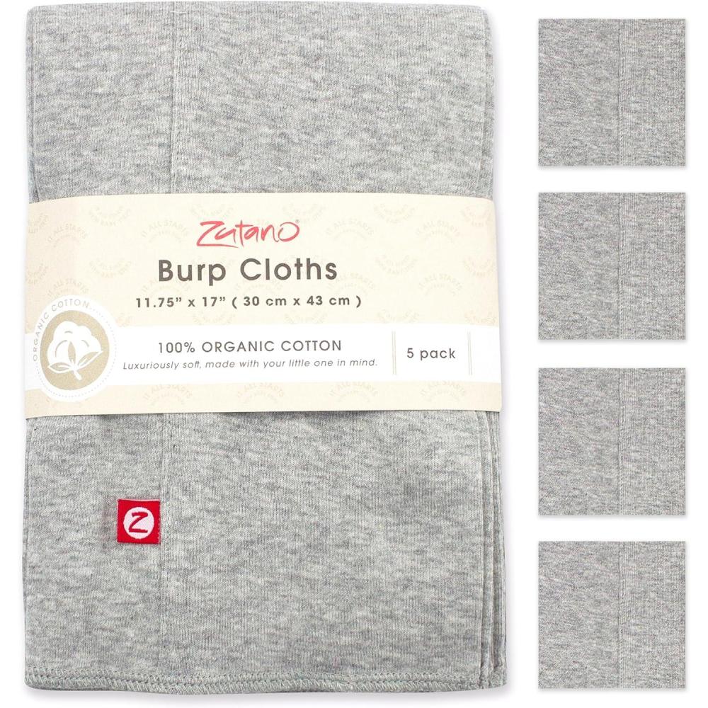 imageZutano 5Pack Organic Burp Cloths for Baby Girl amp Boy Large Cotton Burping Cloths for Babies  Absorbent Baby SpitUp Rags  Gender Neutral Burp Clothes  Newborn Essentials Heather GrayHeather Gray