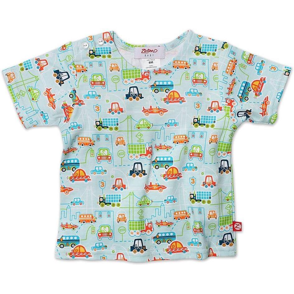 imageZutano Baby Boys Primary Stripe Short Sleeve T ShirtSky