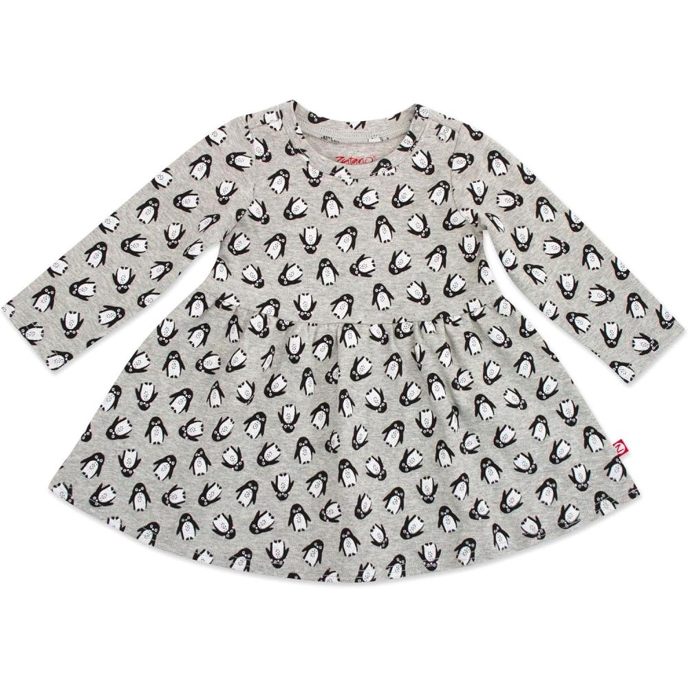 imageZutano Baby Girls Organic Cotton Long Sleeve DressPenguins
