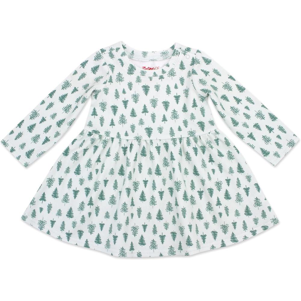 imageZutano Baby Girls Organic Cotton Long Sleeve DressPine Trees