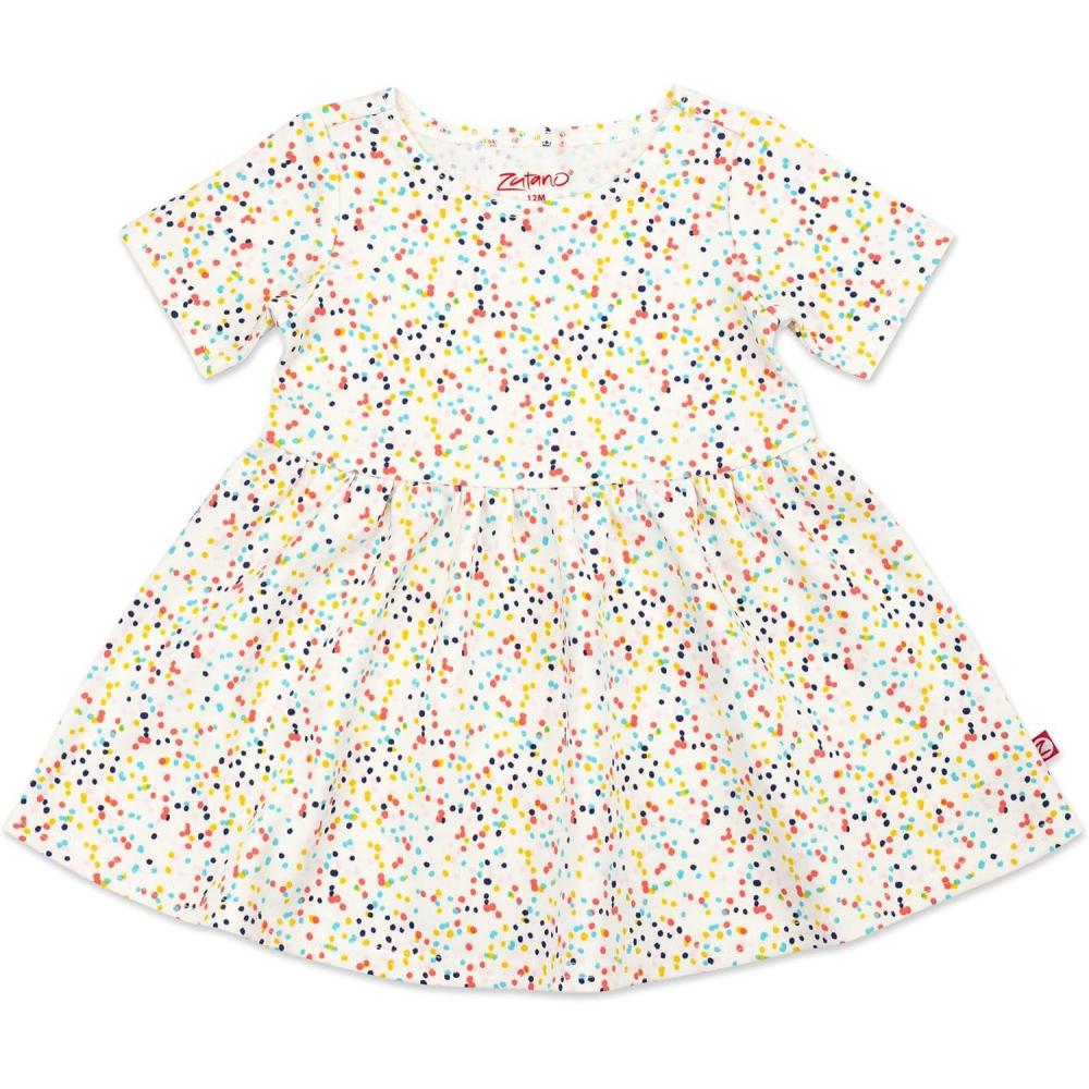 imageZutano Baby Girls Organic Cotton Summer Dress Cute Party Dresses for Baby Girls Soft Cotton Dress Baby Girl DressesConfettiSs Aline