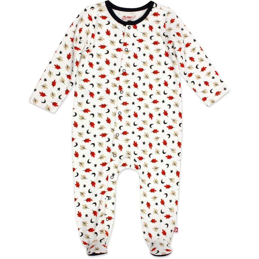 imageZutano Baby Organic Cotton Footie Pajamas SnapFront Infant PajamasLittle Leaf