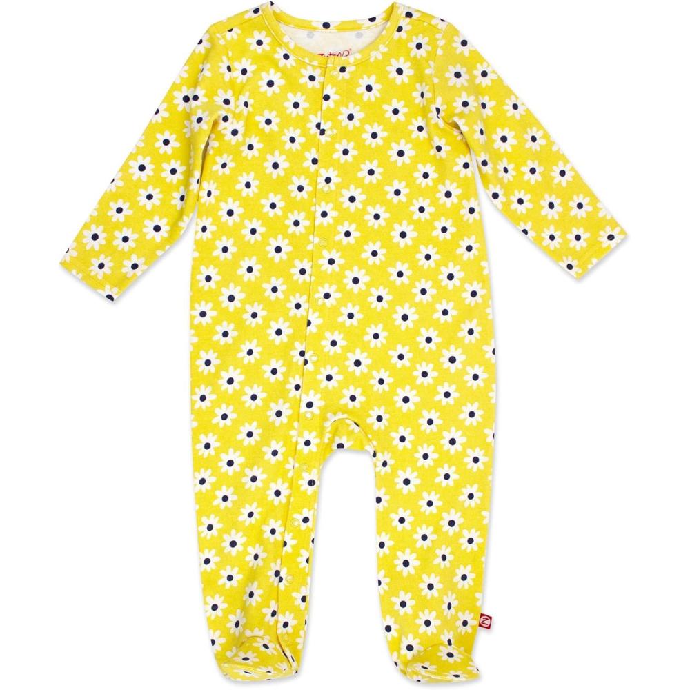 imageZutano Baby Organic Cotton Footie Pajamas SnapFront Infant PajamasYellow Daisy