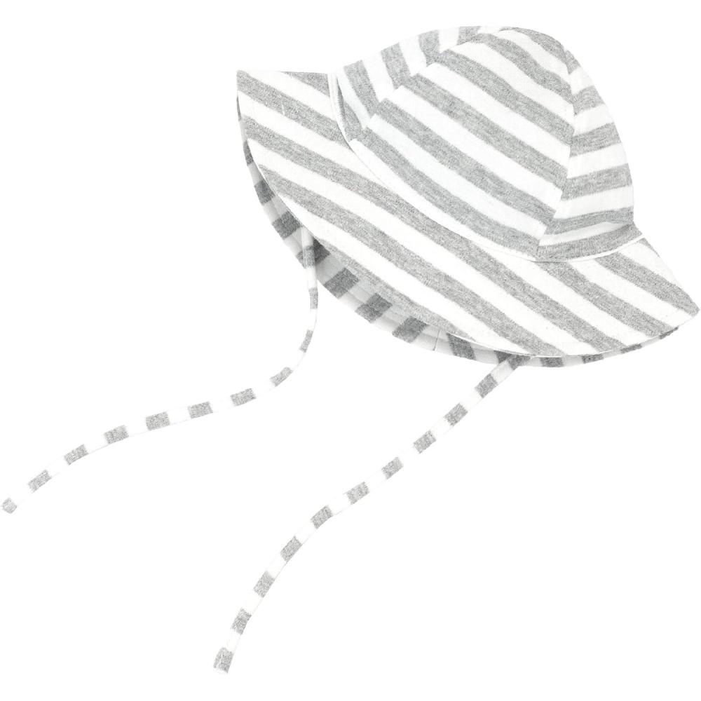 imageZutano Bucket Sun Hat for Toddlers and Babies Cotton Summer Baby Hat with Floppy Wide Brim Gray amp White Stripe 18M