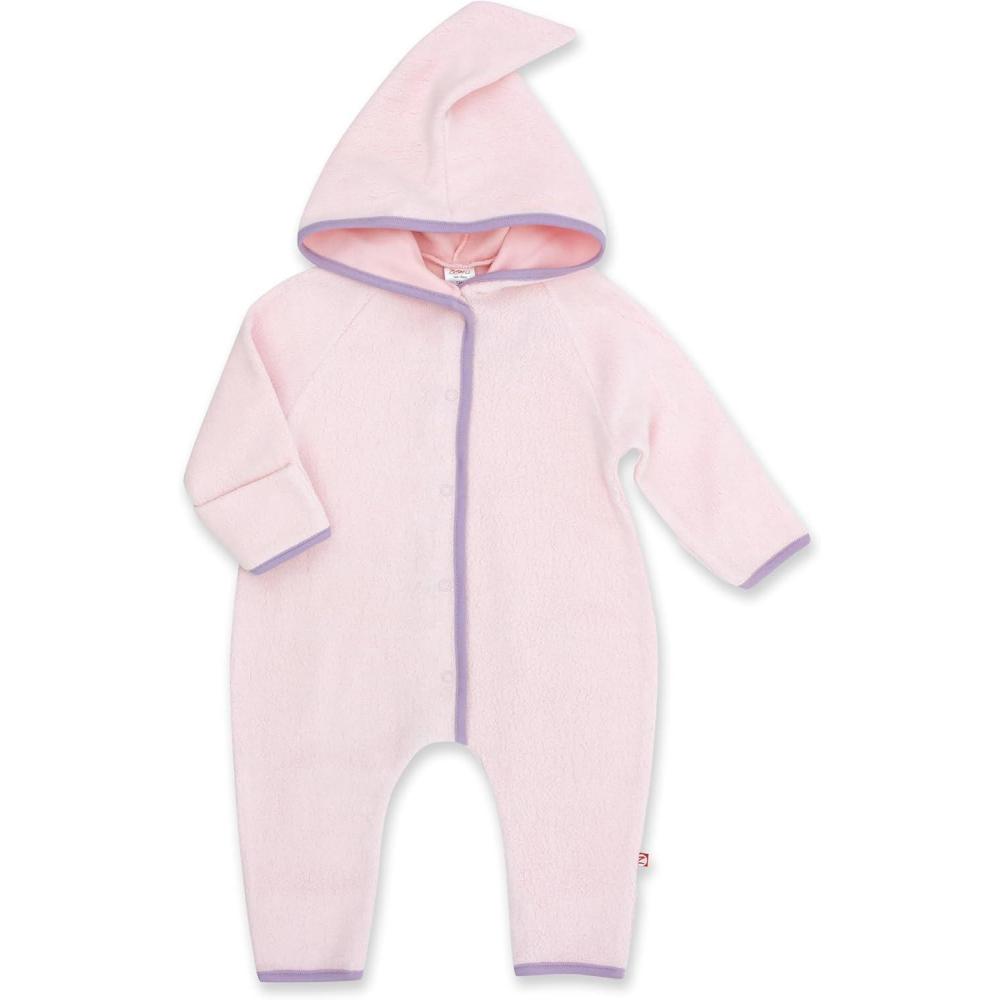 imageZutano Cozie Fleece Baby OnePiece Elf Romper with HoodBaby Pink