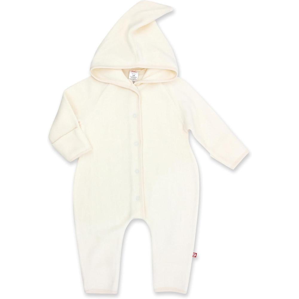 imageZutano Cozie Fleece Baby OnePiece Elf Romper with HoodCream