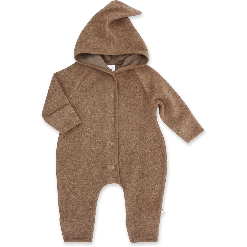 imageZutano Cozie Fleece Baby OnePiece Elf Romper with HoodHeather Mocha