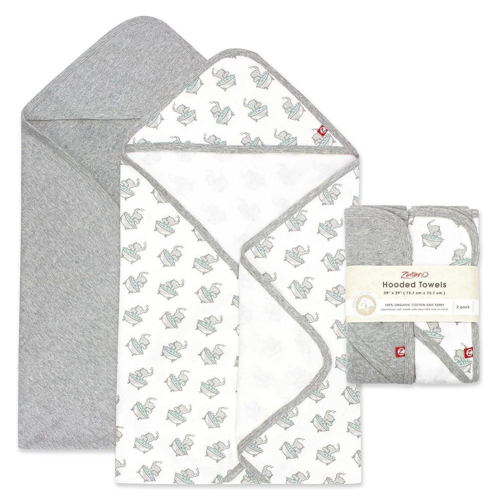 imageZutano Hooded Baby Towels Organic Cotton Baby Bath Towel Ultra Soft and Absorbent Baby Towel for Newborn and Infant  Girl Boy and Unisex Towel Set Strawberries 2PackElephant Bath Time