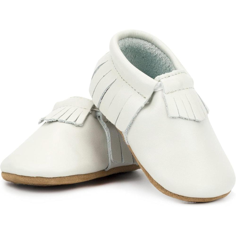 imageZutano Unisex Baby Leather Moccasins Slip Resistant SoftSole Stay On Baby ShoesPearl Fringe